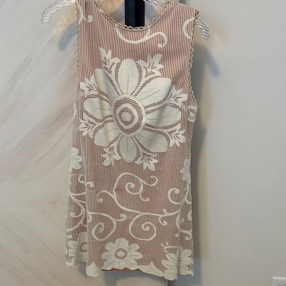 Free People  Cream Floral Lace Mini Dress